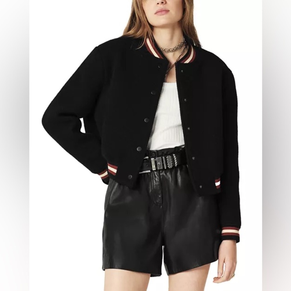 ba&sh Black Hugh Wool Bomber Jacket size 2/medium (sold out)